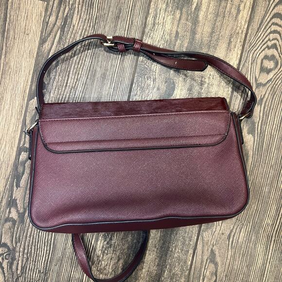 Dune Burgundy Pony Hide Shoulder Bag - Picture 5 of 8